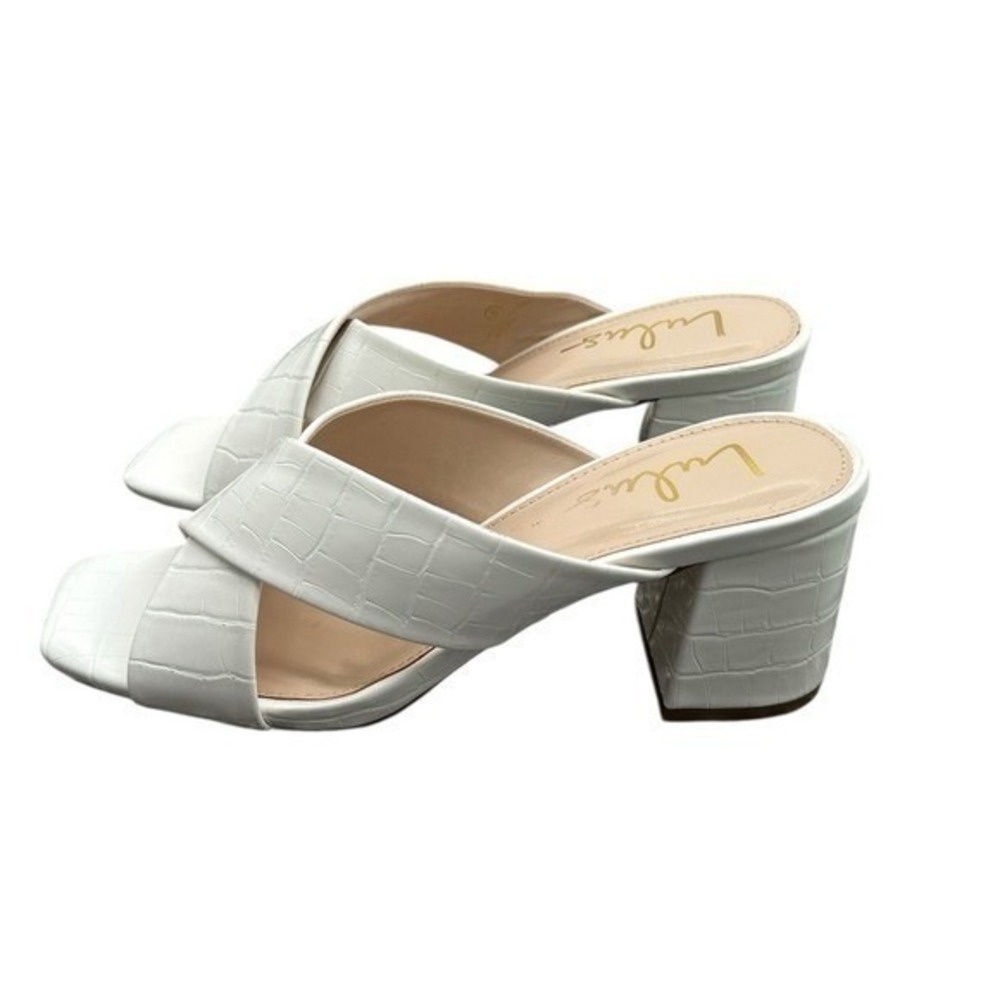 New in box, Lulus Ybarra Off White Crocodile-Embossed High Heel Sandals - Picture 4 of 7